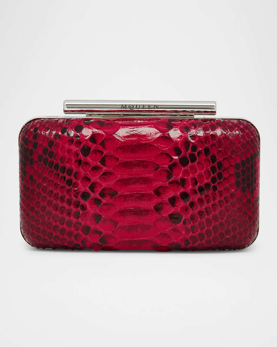 T-Bar Python Box Clutch Bag
